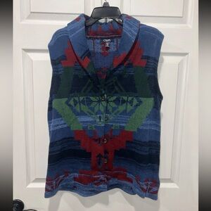 Chaps‎ Vintage Sweater Vest Blue Aztec Southwestern Womens Size XL